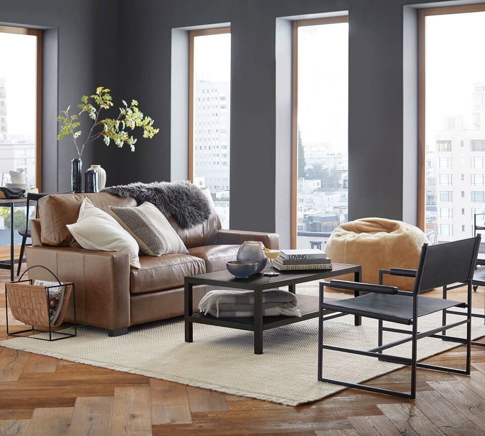 Turner Square Arm Leather Sofa Pottery Barn Australia